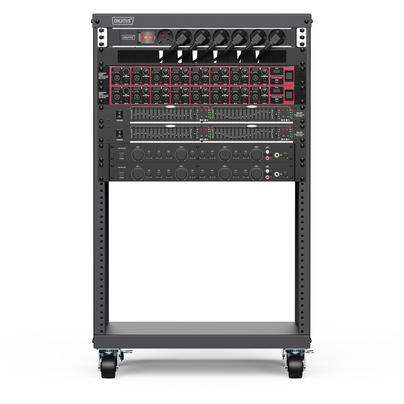 Universal 19-Inch Equipment Rack with Castors - 16U Freestanding - Black Steel — Buy in Cyprus with Fast Delivery