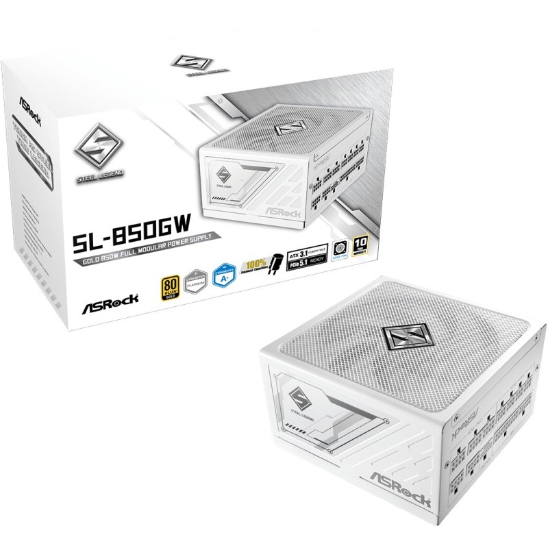 Buy ASRock Steel Legend - SL-850GW - 850W ATX 3.1 80+ Gold White, Fully Modular in Cyprus, Nicosia, Limassol, Larnaka, Pafos