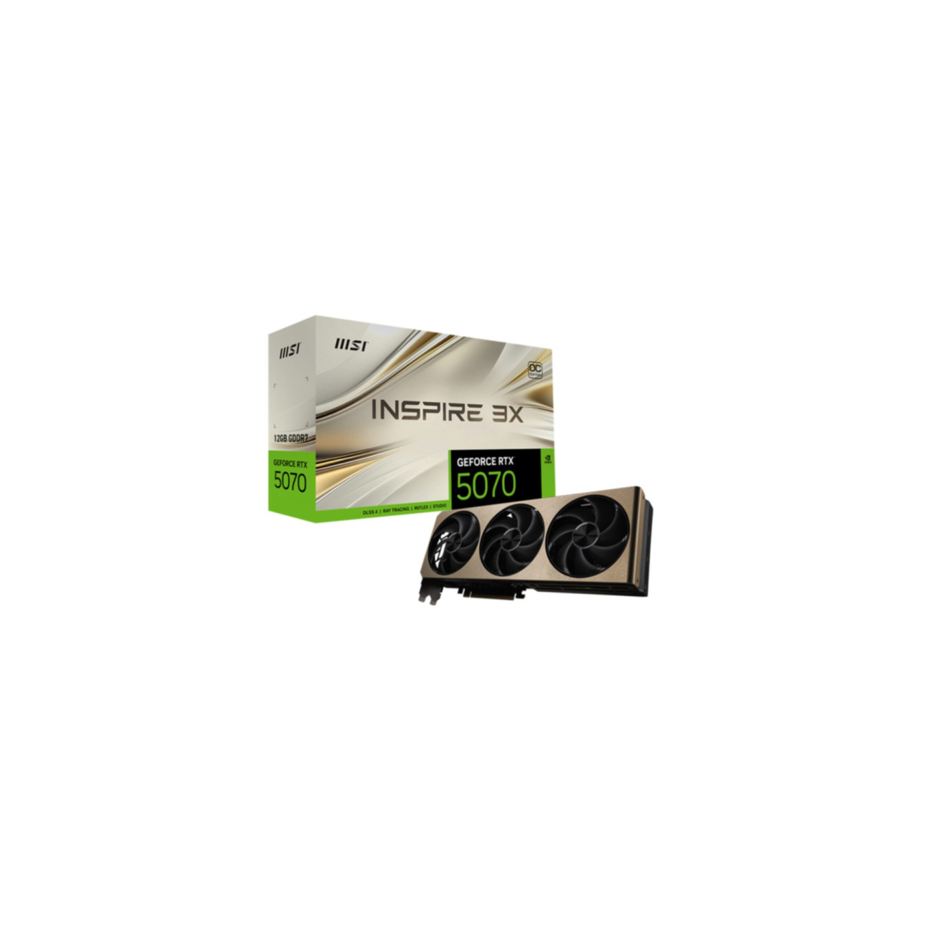 MSI GeForce RTX 5070 INSPIRE 3X OC - 12GB GDDR7, Boost 2542MHz, 3x Fans, 16-pin, Beige — Buy in Cyprus with Fast Delivery