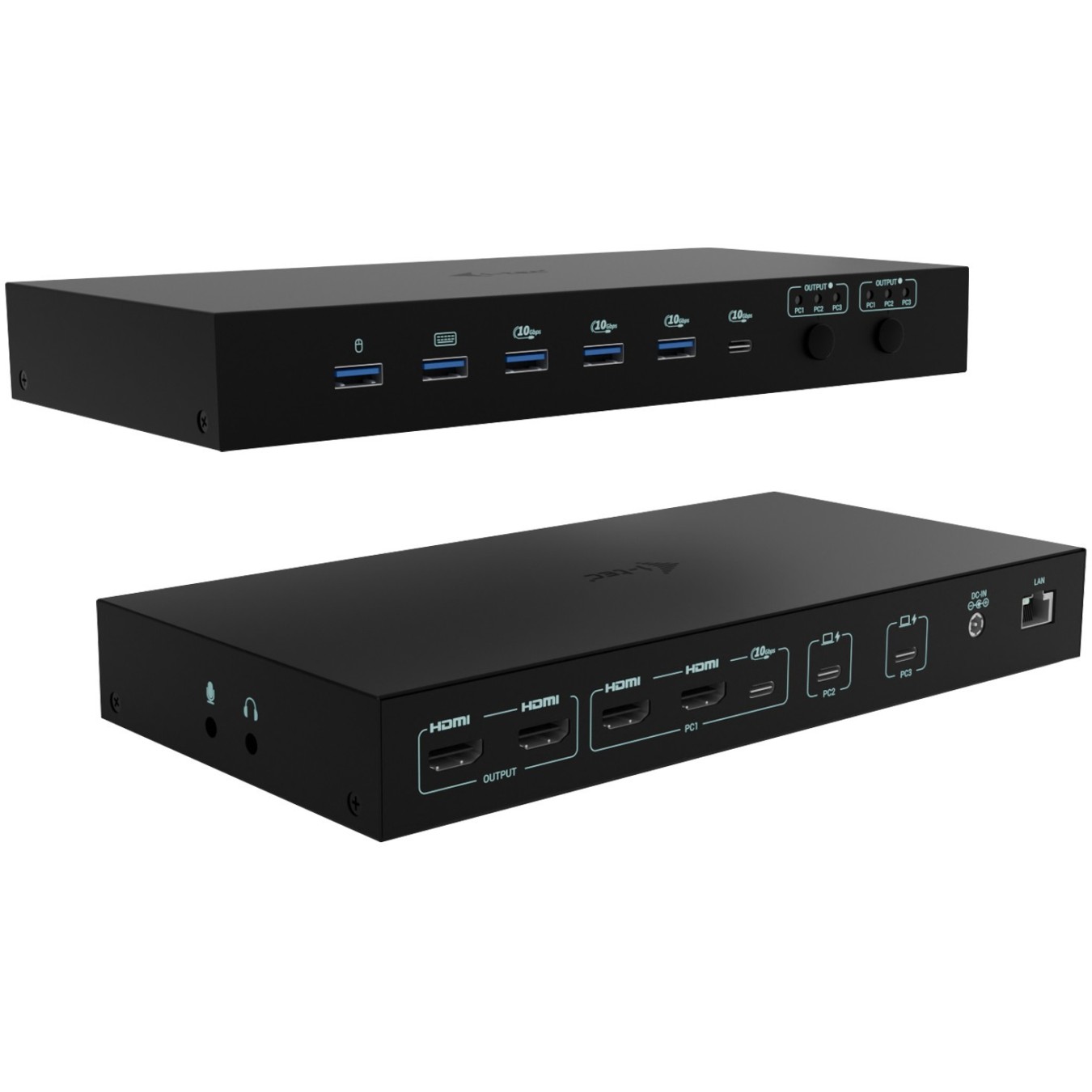 D I-TEC USB-C KVM DOCKING STATION - Black, Dual display, 4x HDMI 2.0, 2x USB-C, 3x USB-A, PD up to 92 W