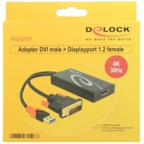 DELOCK DVI-D + USB to DisplayPort 1.2 Adapter - Black, 0.3 m — Buy in Cyprus with Fast Delivery
