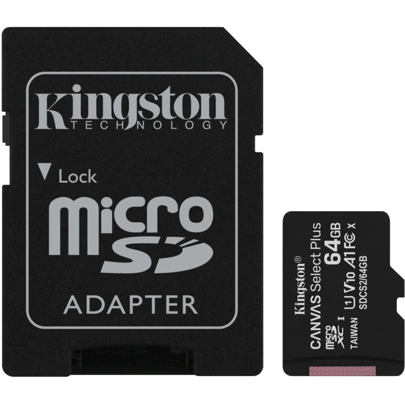 Buy Kingston Canvas Select Plus microSDXC 64GB - Black - 100 MB/s UHS-I Class 10... in Cyprus, Nicosia, Limassol, Larnaka, Pafos