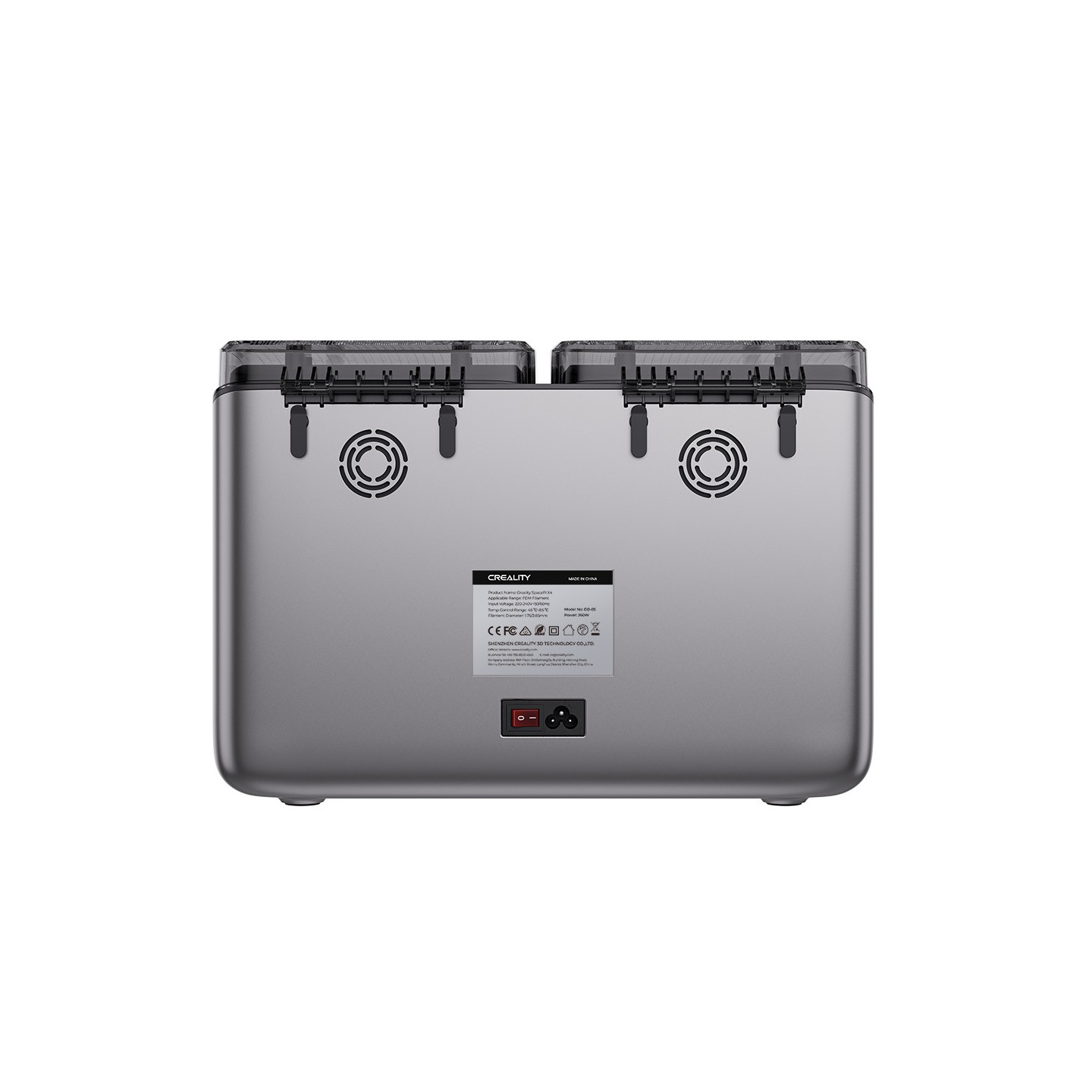 Creality SpacePi X4 Filament Dryer Dry Box for 4 Filaments - SpacePi X4 - Dual 200W PTC heaters, independent chambers, 40-70°C