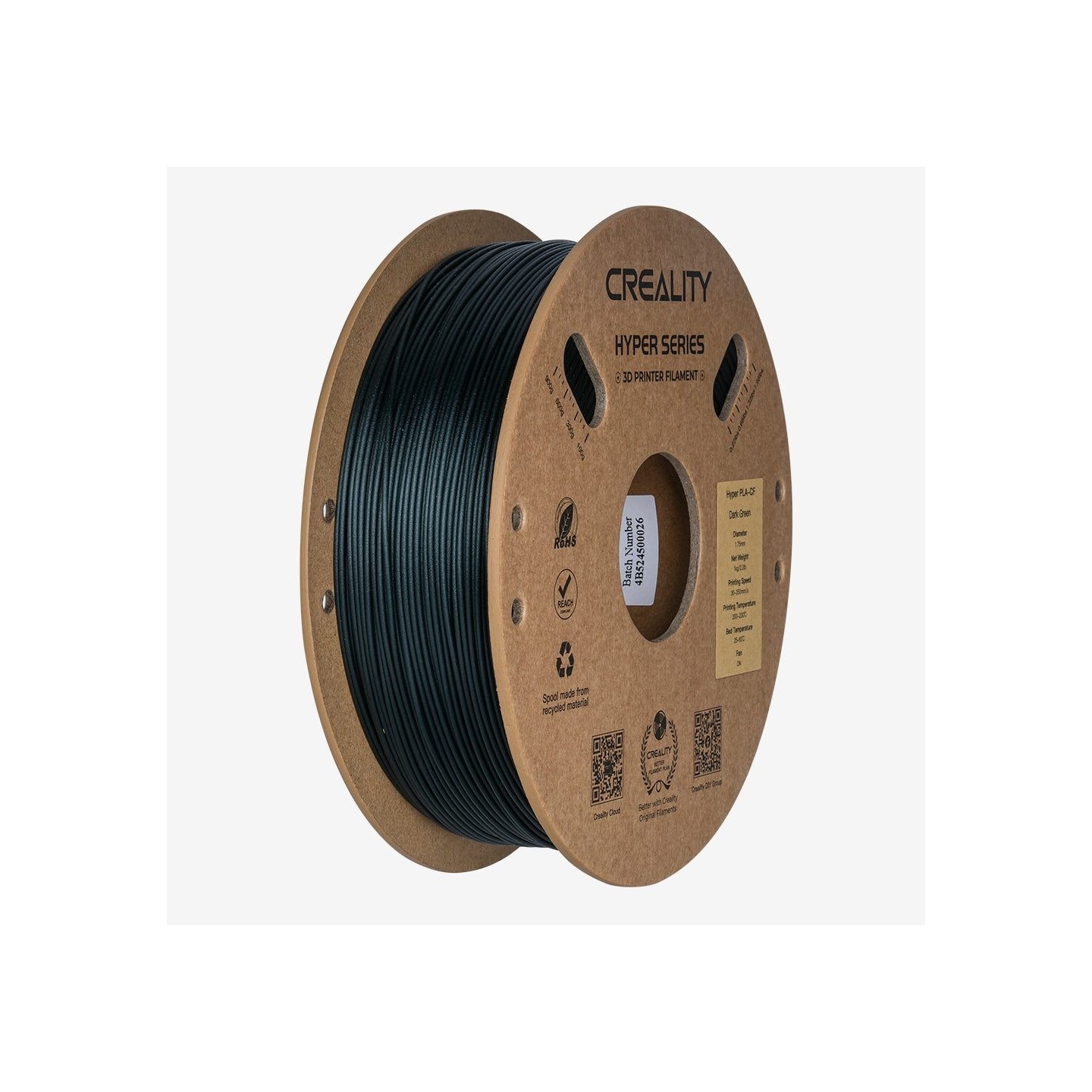 Creality Hyper PLA-CF Dark Green Carbon Fiber 3D Printer Filament - PLA-CF - Dark Green, 1.75mm, 1 kg Spool