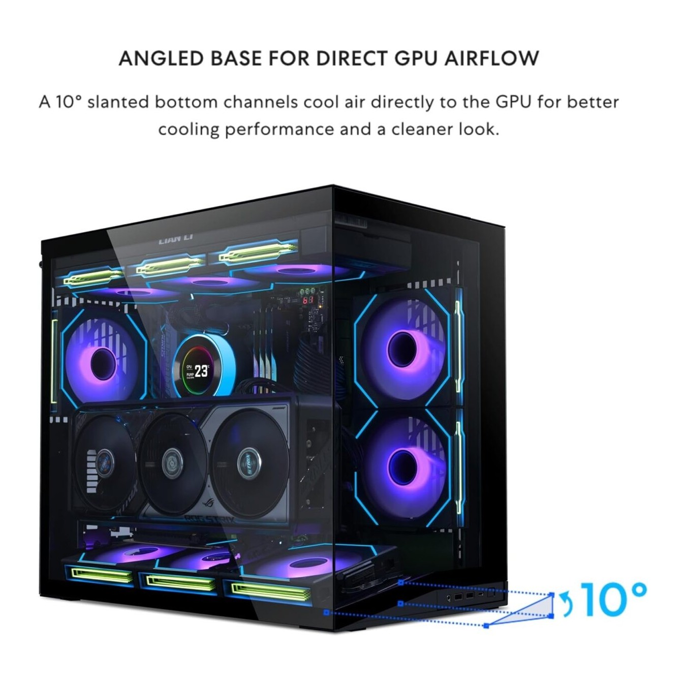 Lian Li O11D Mini V2 BLACK - O11D Mini V2 - ATX PC Gaming Case with Improved Airflow and GPU Support Bracket
