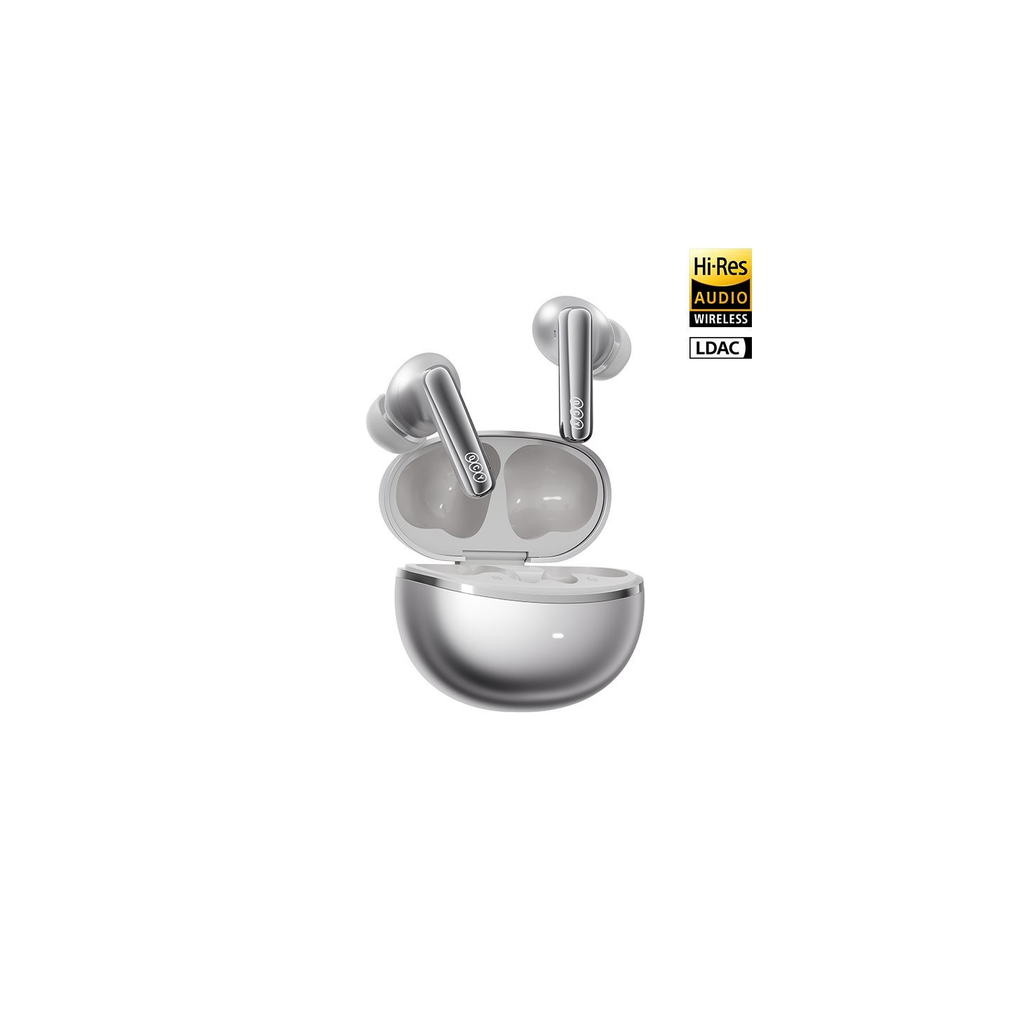 QCY Melobuds N70 ANC Silver Titanium - HT18 - TWS Flagship Hi-Res Earbuds, BT 6.0, IPX5, Wireless Charging
