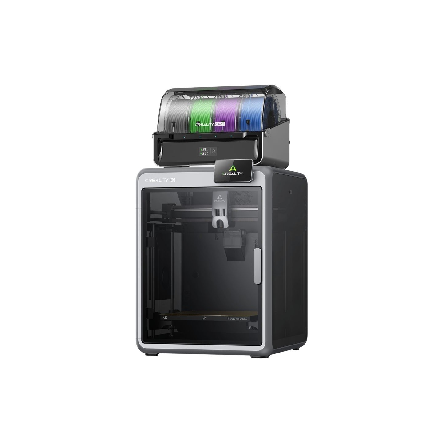 CREALITY 3D Printer - K2 COMBO - 1 CFS Multicolor, 600mm s 260x260x260mm, Pre-Assembled, up to 16 co