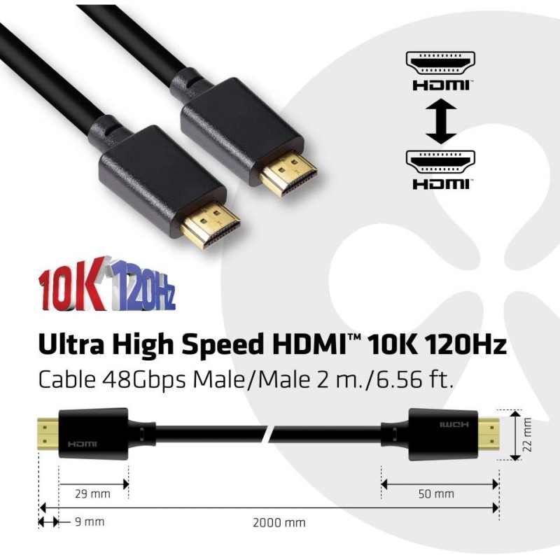 Buy Club3D HDMI Cable A to A - 2.1 Ultra High Speed - 10K HDR - 2 m - Retail in Cyprus, Nicosia, Limassol, Larnaka, Pafos