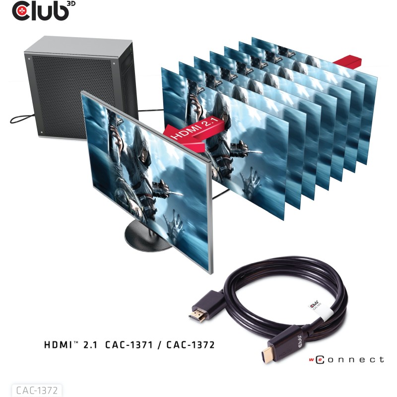 Buy Club3D HDMI Cable A to A - 2.1 Ultra High Speed - 10K HDR - 2 m - Retail in Cyprus, Nicosia, Limassol, Larnaka, Pafos