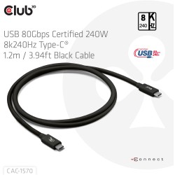 Buy Club3D USB-C Cable 80Gbps certified PD240W 8K240Hz 1.2m St St in Cyprus, Nicosia, Limassol, Larnaka, Pafos
