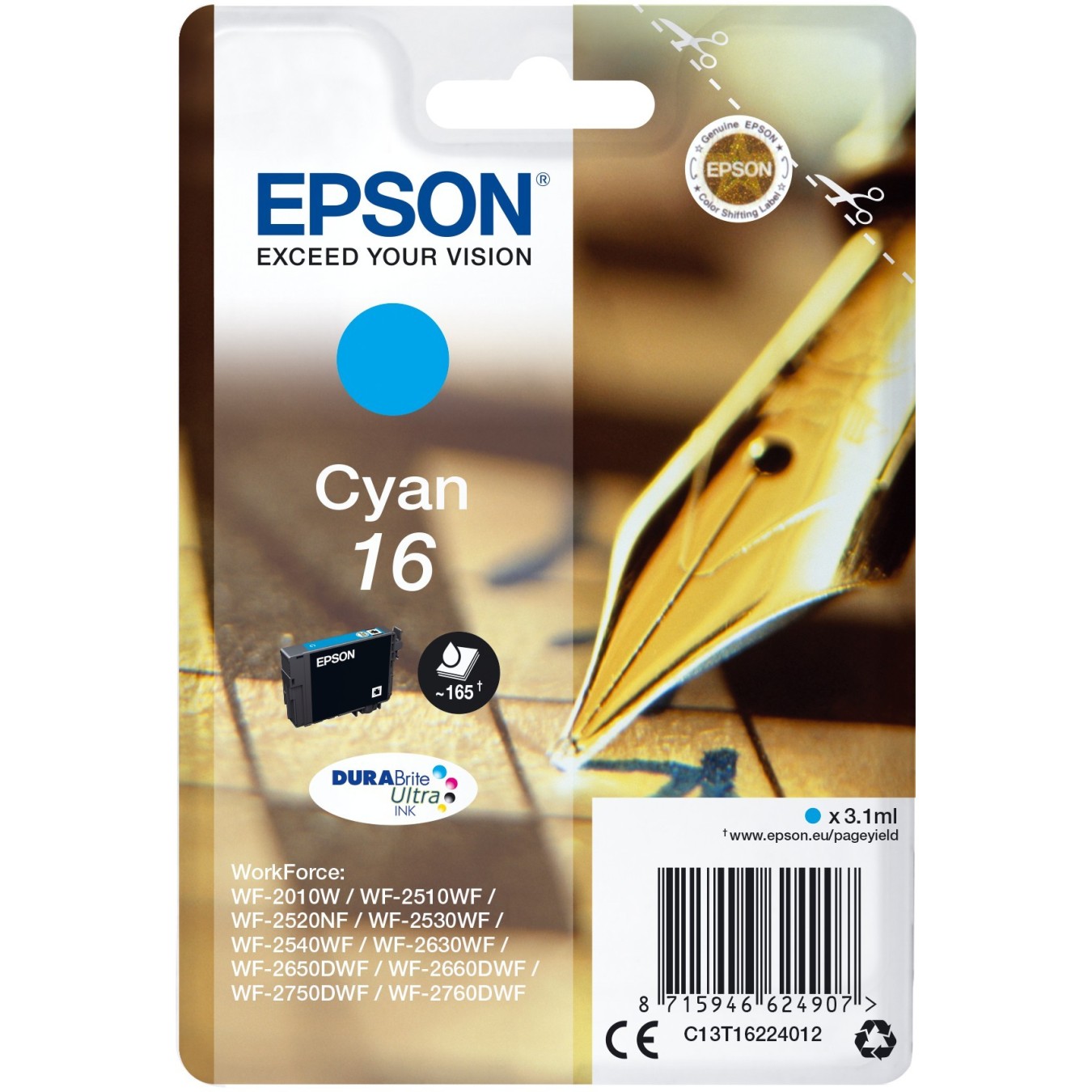 Epson Ink 16 - C13T16224012 - Cyan up to 165 pages — Buy in Cyprus with Fast Delivery