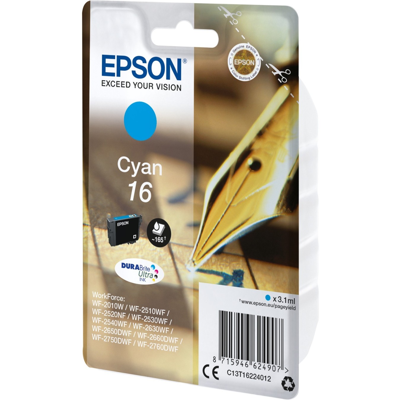 Epson Ink 16 - C13T16224012 - Cyan up to 165 pages — Buy in Cyprus with Fast Delivery