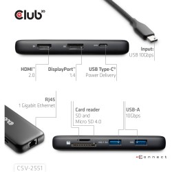 Buy Club3D USB-C 8in1-HUB - to DP1.4 HDMI2.0 USB-C LAN 8K30Hz PD100W in Cyprus, Nicosia, Limassol, Larnaka, Pafos
