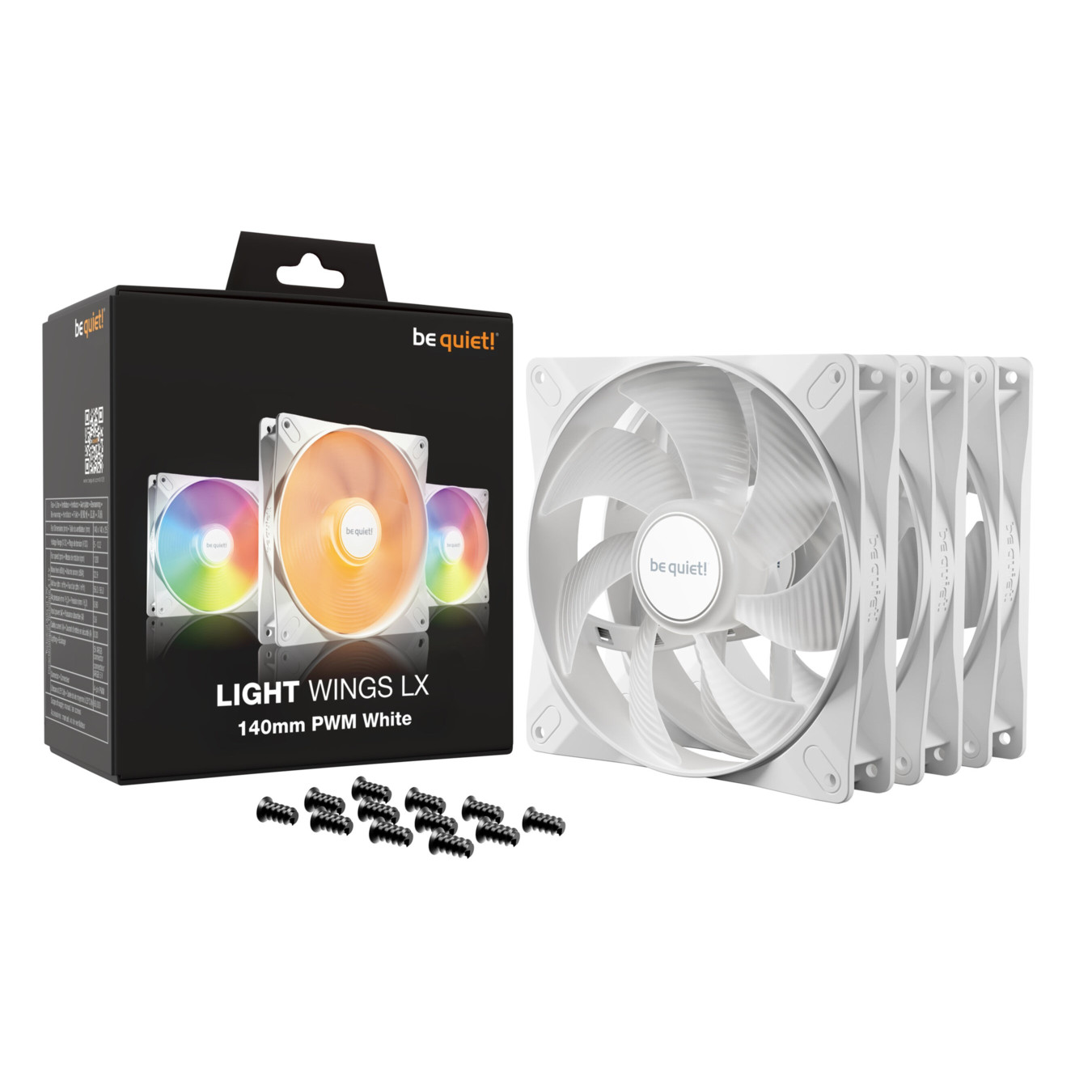 Be Quiet Light Wings LX 140mm PWM Case Fans - 3-Pack, White, ARGB, 4-pin PWM — Buy in Cyprus with Fast Delivery