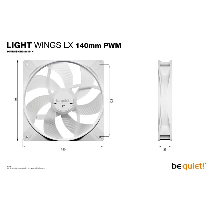 Buy Be Quiet Light Wings LX 140mm PWM Case Fans - 3-Pack, White, ARGB, 4-pin PWM in Cyprus, Nicosia, Limassol, Larnaka, Pafos