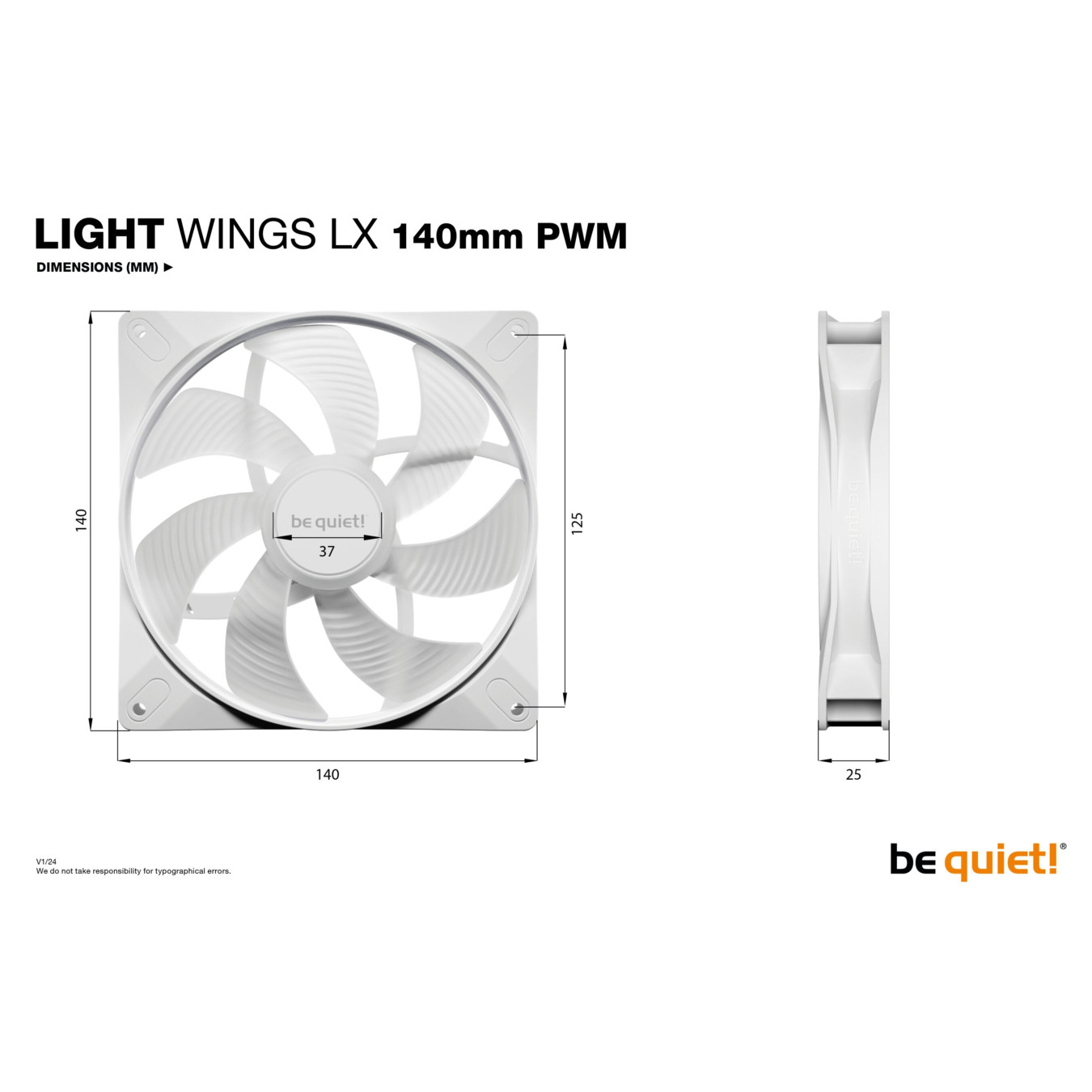 Be Quiet Light Wings LX 140mm PWM Case Fans - 3-Pack, White, ARGB, 4-pin PWM — Buy in Cyprus with Fast Delivery