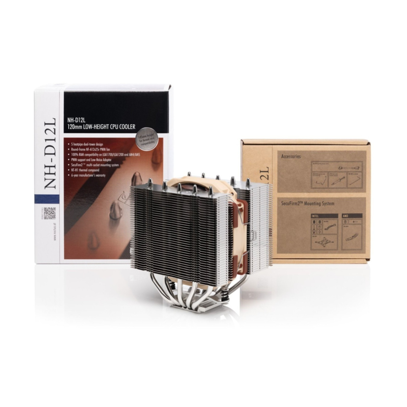 Noctua NH-D12L chromax.black - Low-Height Dual-Tower 120mm CPU Cooler (Black) — Buy in Cyprus with Fast Delivery