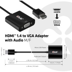 Buy Club3D Adapter HDMI 1.4 to VGA (with Audio) St Bu retail - HDMI 1.4 to VGA (... in Cyprus, Nicosia, Limassol, Larnaka, Pafos