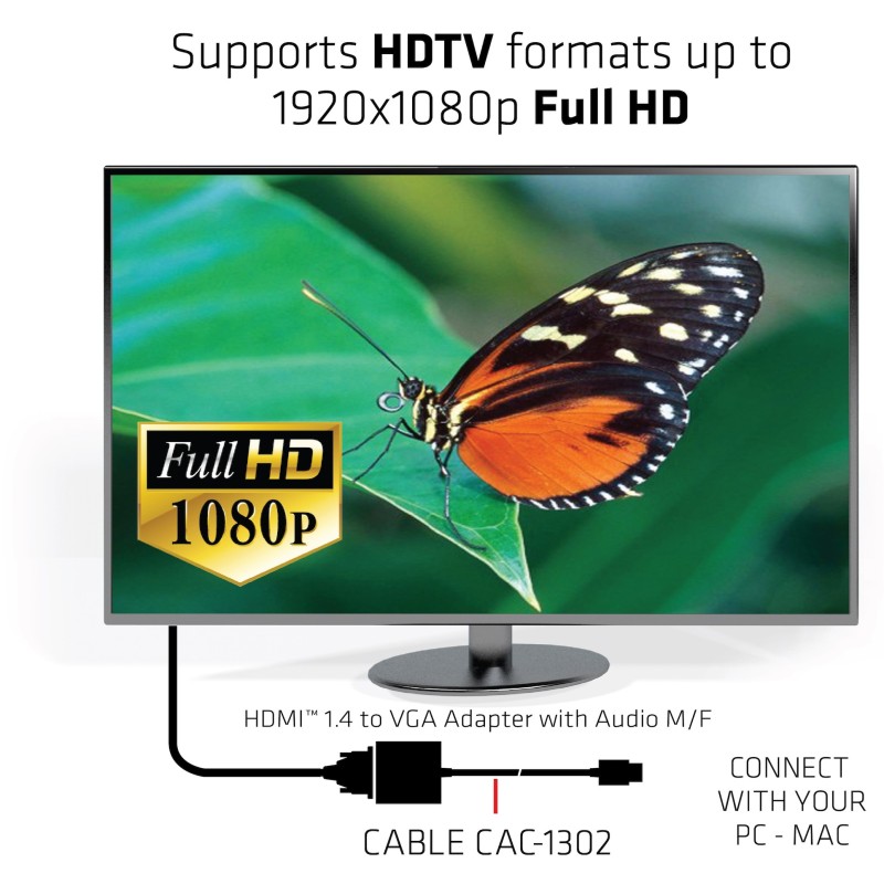 Buy Club3D Adapter HDMI 1.4 to VGA (with Audio) St Bu retail - HDMI 1.4 to VGA (... in Cyprus, Nicosia, Limassol, Larnaka, Pafos