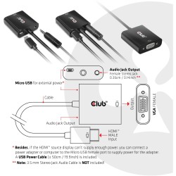 Buy Club3D Adapter HDMI 1.4 to VGA (with Audio) St Bu retail - HDMI 1.4 to VGA (... in Cyprus, Nicosia, Limassol, Larnaka, Pafos