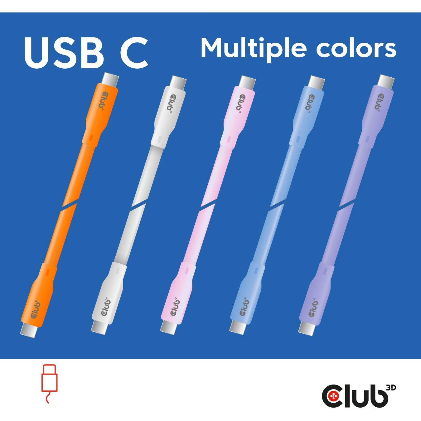 Club3D Lifestyle USB-C Cable PD 240W 20Gbps 2m Purple St St - USB-C — Buy in Cyprus with Fast Delivery