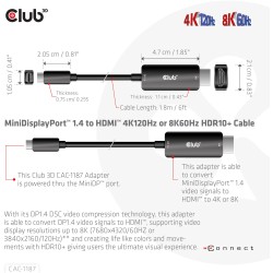 Buy Club3D Cable MiniDP 1.4 to HDMI - 1.8m - 8K60Hz in Cyprus, Nicosia, Limassol, Larnaka, Pafos