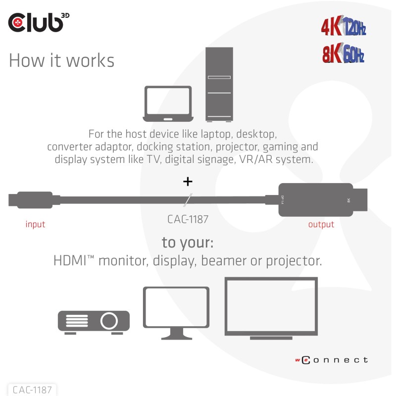 Buy Club3D Cable MiniDP 1.4 to HDMI - 1.8m - 8K60Hz in Cyprus, Nicosia, Limassol, Larnaka, Pafos