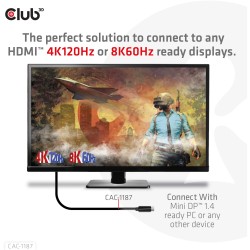 Buy Club3D Cable MiniDP 1.4 to HDMI - 1.8m - 8K60Hz in Cyprus, Nicosia, Limassol, Larnaka, Pafos