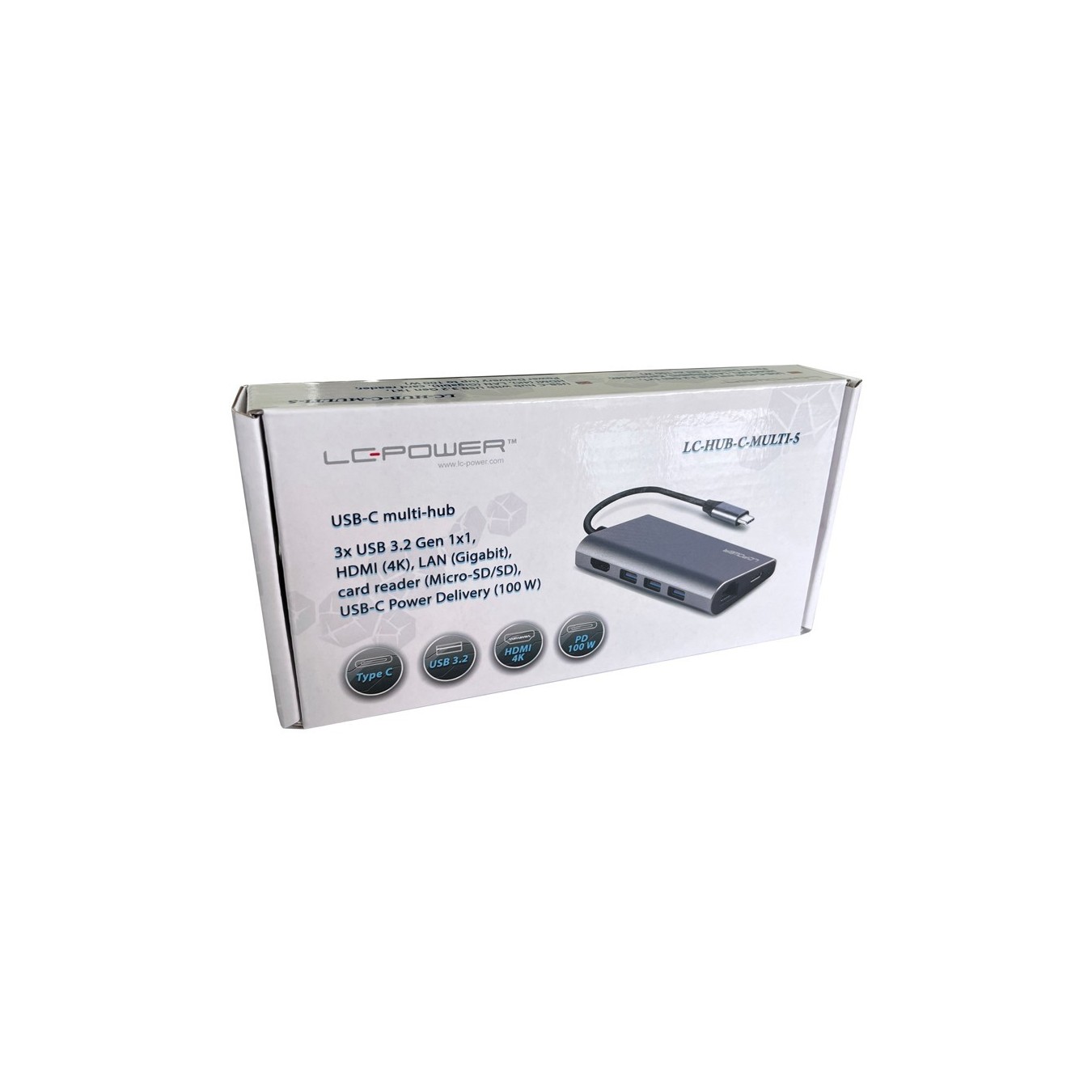 LC-Power LC-HUB-C-MULTI-5 USB-C Hub - 3xUSB-A, USB-C, HDMI, SD/MicroSD, LAN (Boxed) — Buy in Cyprus with Fast Delivery