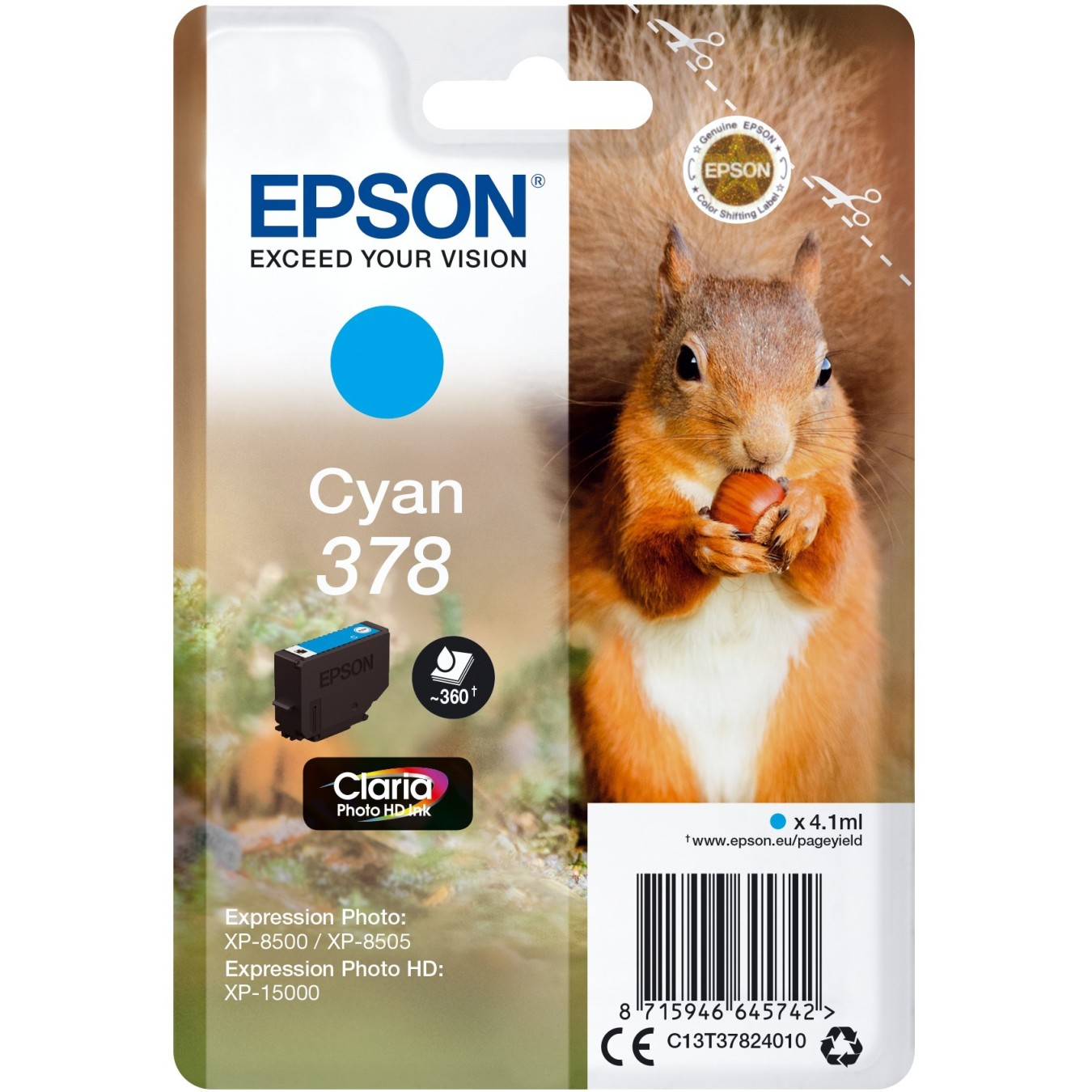 Epson Ink - C13T37824010 - Cyan up to 360 pages — Buy in Cyprus with Fast Delivery