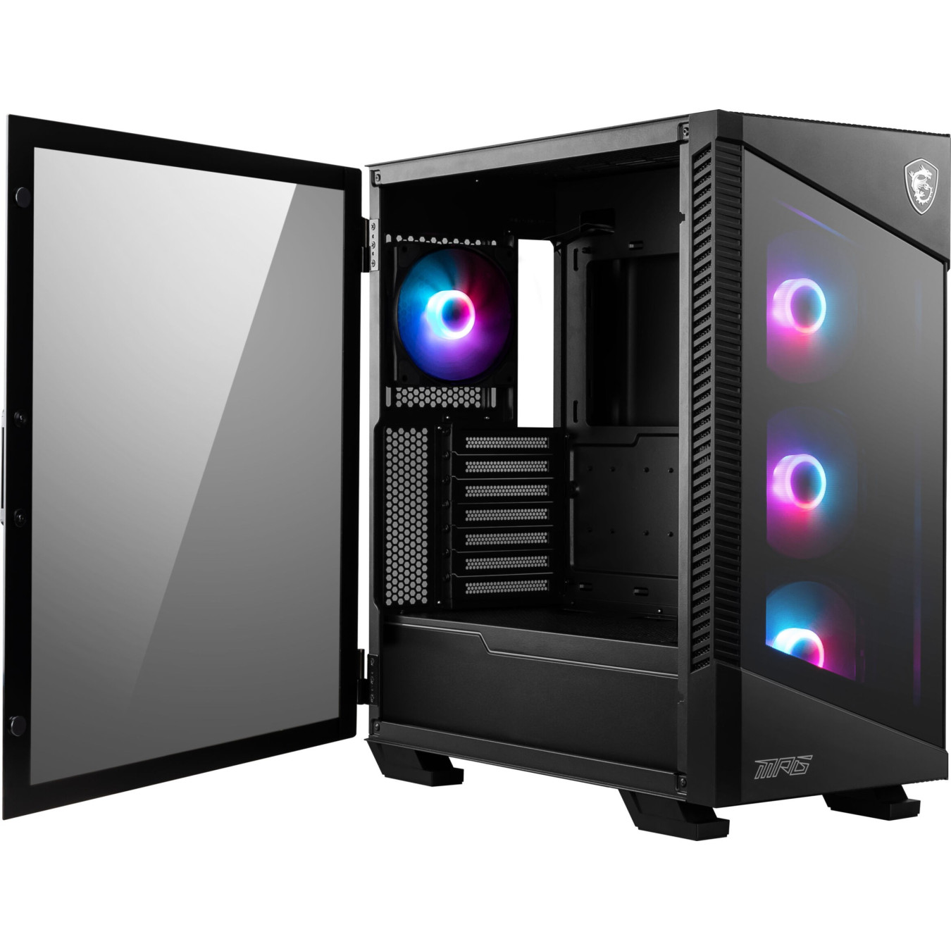 MSI MPG VELOX 100R - Mid Tower PC Case - Tempered Glass Front, ARGB Lighting, Vertical GPU Mount, ATX Support