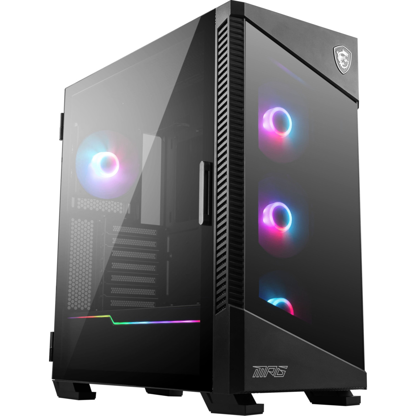 MSI MPG VELOX 100R - Mid Tower PC Case - Tempered Glass Front, ARGB Lighting, Vertical GPU Mount, ATX Support