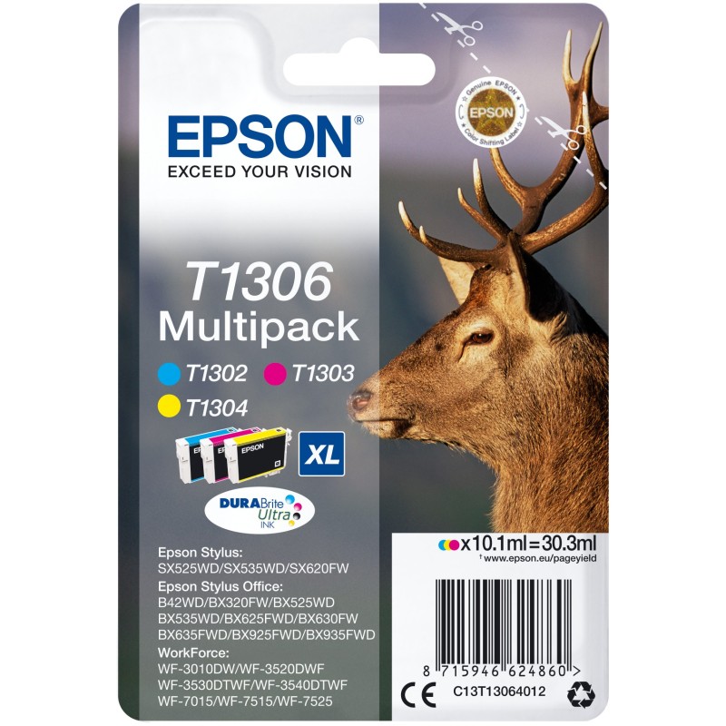 Buy Epson Ink T1306 3-pack (MCY) - C13T13064012 - 3-pack (MCY) in Cyprus, Nicosia, Limassol, Larnaka, Pafos