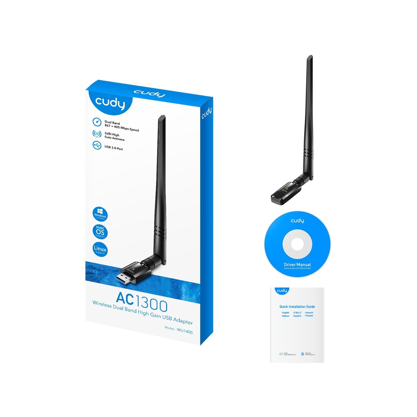 Cudy USB 3.0 Adapter - AC1300 Wi-Fi High Gain — Buy in Cyprus with Fast Delivery