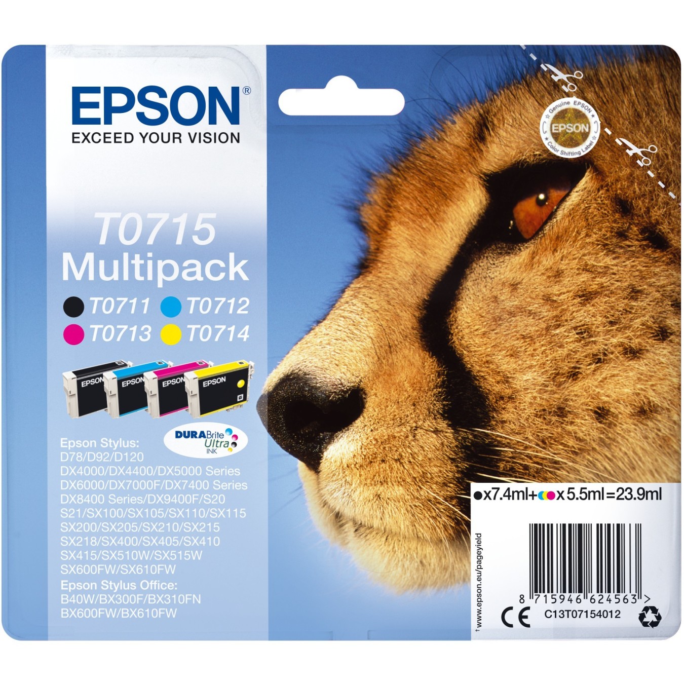Epson Ink - T0715 - 4-pack Black + Color — Buy in Cyprus with Fast Delivery