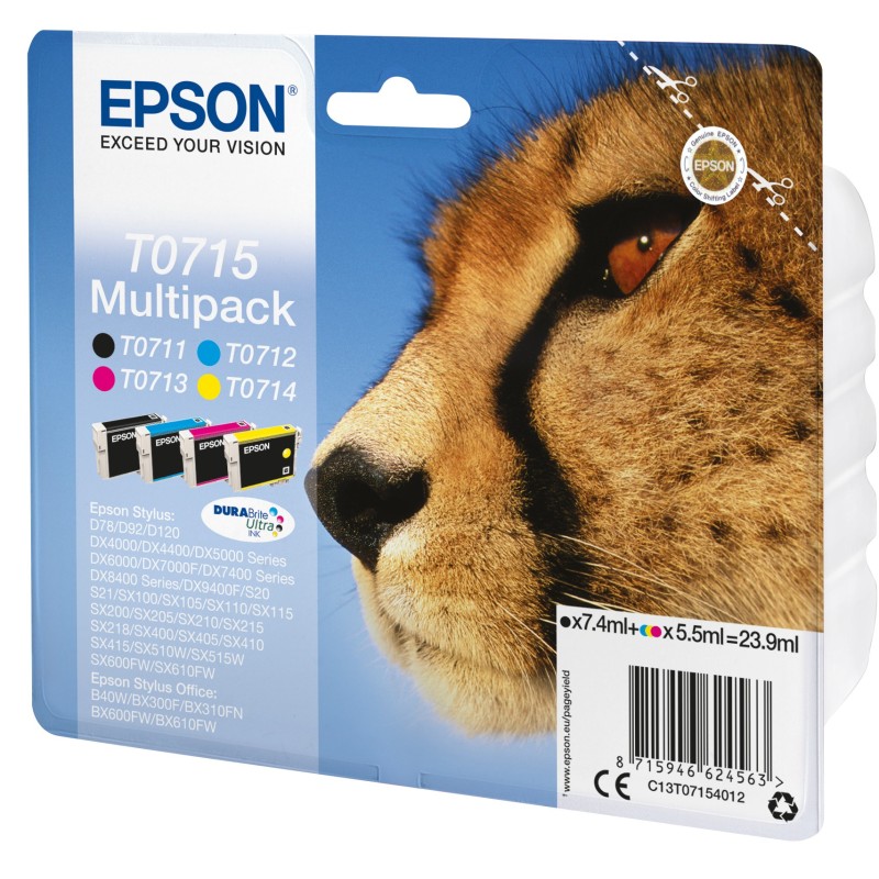 Buy Epson Ink - T0715 - 4-pack Black + Color in Cyprus, Nicosia, Limassol, Larnaka, Pafos