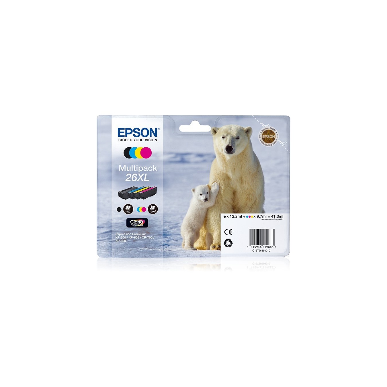 Epson Ink Cartridge - 26XL - Black and Tri-color high capacity 41.3ml 1-pack blister without alarm