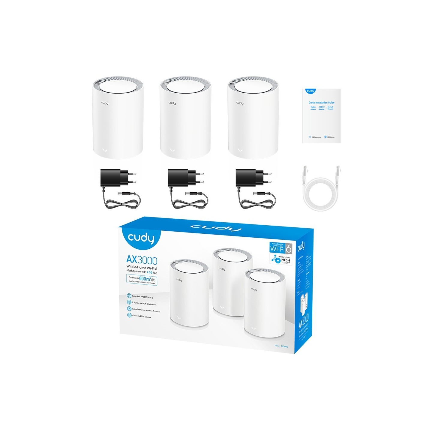 Cudy Wi-Fi 6 Mesh 2.5G Solution 3-Pack - AX3000 - Wi-Fi 6 Mesh 2.5G Solution 3-Pack — Buy in Cyprus with Fast Delivery
