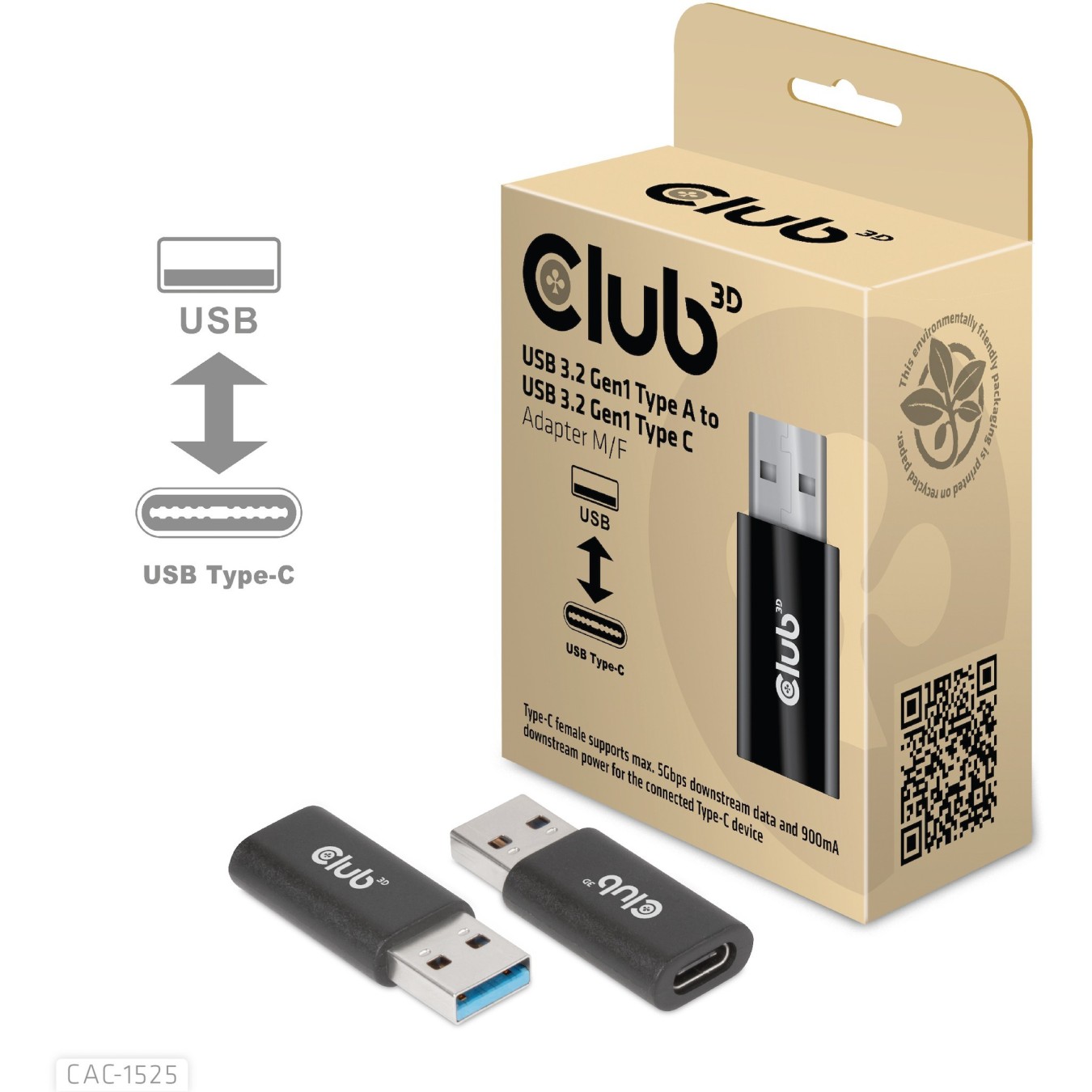 Club3D Adapter USB 3.2 Type A to USB 3.2 Type C St Bu — Buy in Cyprus with Fast Delivery