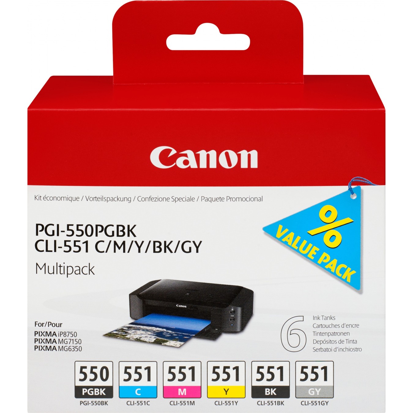 Canon Ink Cartridges - PGI-550 CLI-551 - PGBK C M Y B G — Buy in Cyprus with Fast Delivery