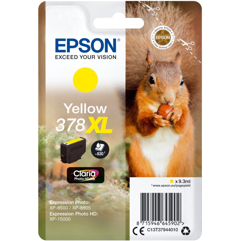 Buy Epson Ink - C13T37944010 - 378XL Yellow up to 830 pages in Cyprus, Nicosia, Limassol, Larnaka, Pafos