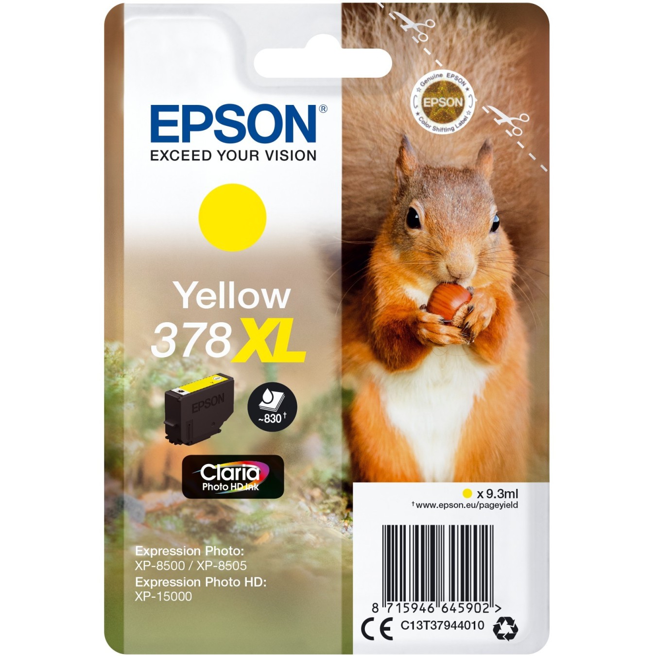 Epson Ink - C13T37944010 - 378XL Yellow up to 830 pages — Buy in Cyprus with Fast Delivery
