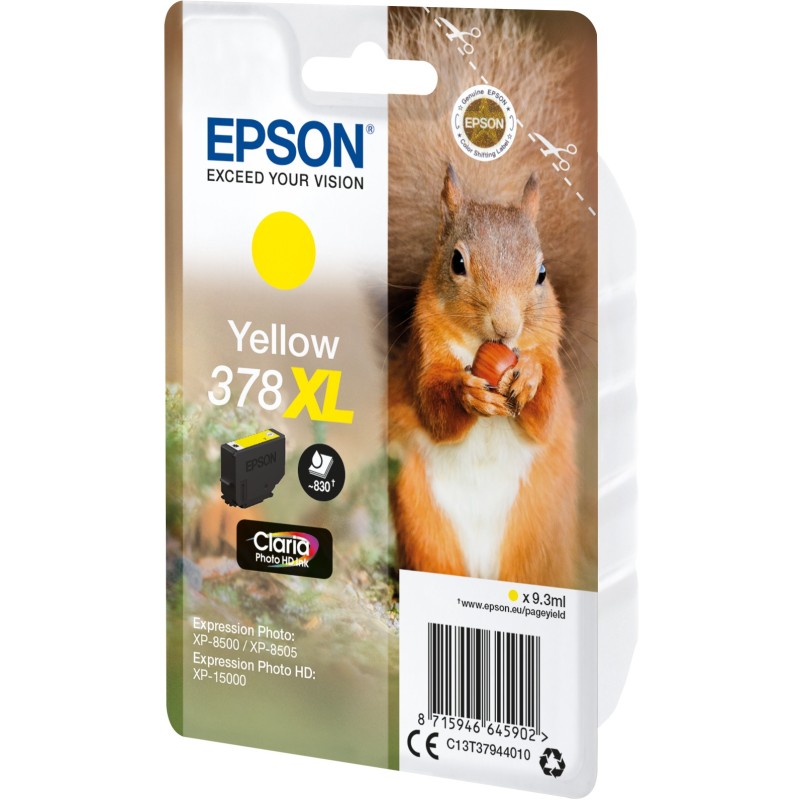 Buy Epson Ink - C13T37944010 - 378XL Yellow up to 830 pages in Cyprus, Nicosia, Limassol, Larnaka, Pafos