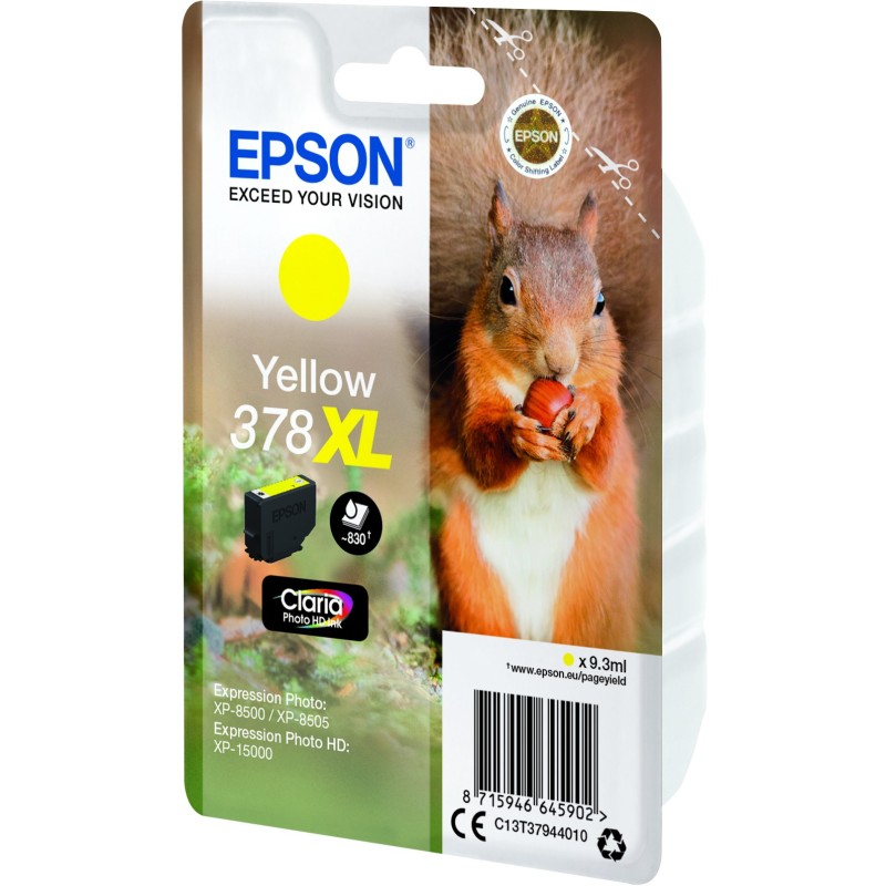 Buy Epson Ink - C13T37944010 - 378XL Yellow up to 830 pages in Cyprus, Nicosia, Limassol, Larnaka, Pafos