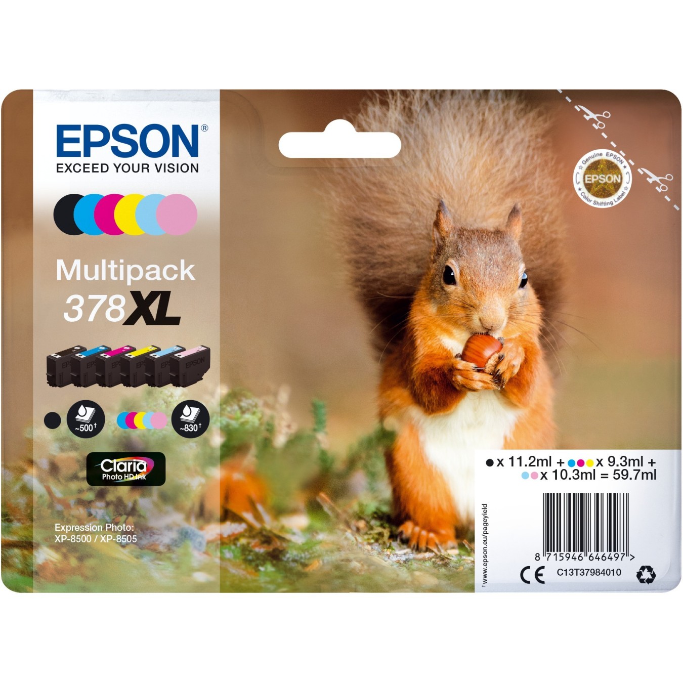 Epson Tinte 378XL C13T37984010 Multipack (BKMCY Hellmagenta Hellcyan) 6er bis zu 830 Seiten — Buy in Cyprus with Fast Delivery