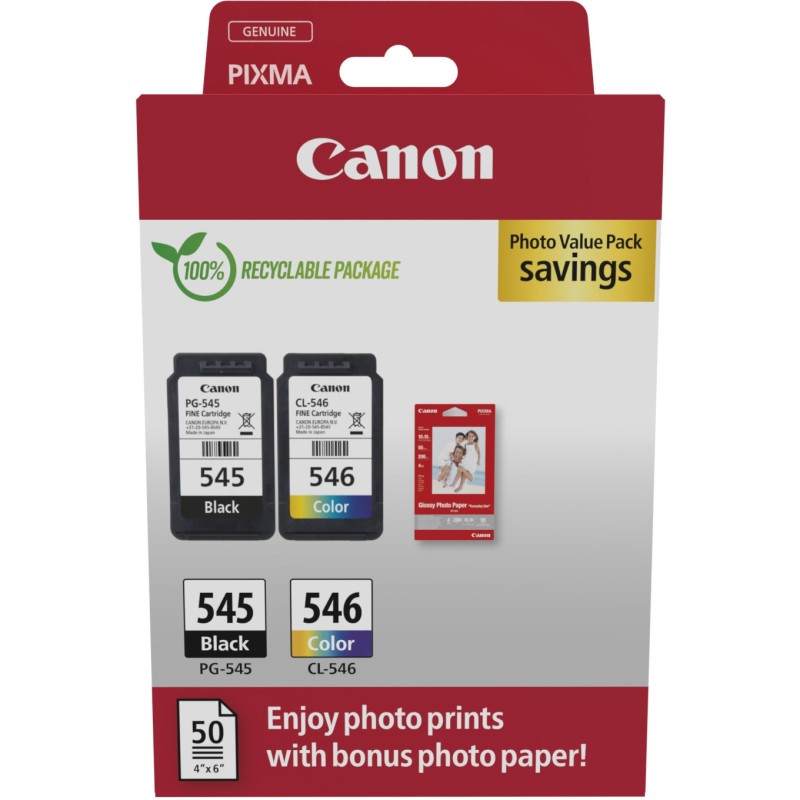 Buy Canon Ink PG-545 CL-546 2-pack Multipack (BK Color) incl. Photo Paper - 8287... in Cyprus, Nicosia, Limassol, Larnaka, Pafos