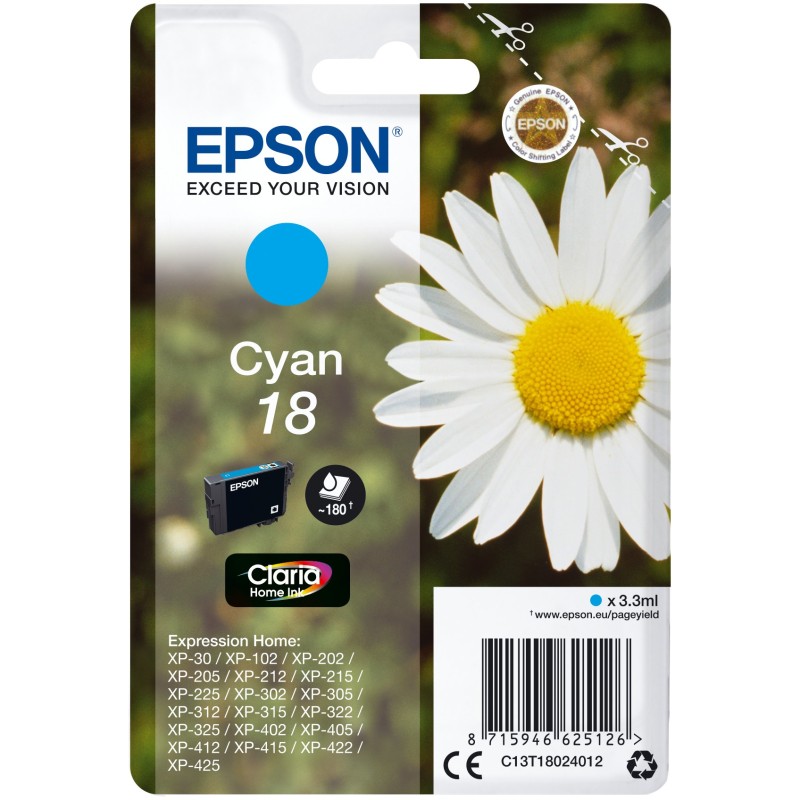 Buy Epson Cyan - T18024012 - New Packaging in Cyprus, Nicosia, Limassol, Larnaka, Pafos