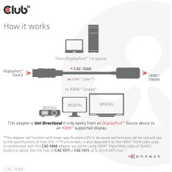 Buy Club3D Adapter - DisplayPort 1.4 to HDMI HDR 8K60Hz active retail in Cyprus, Nicosia, Limassol, Larnaka, Pafos
