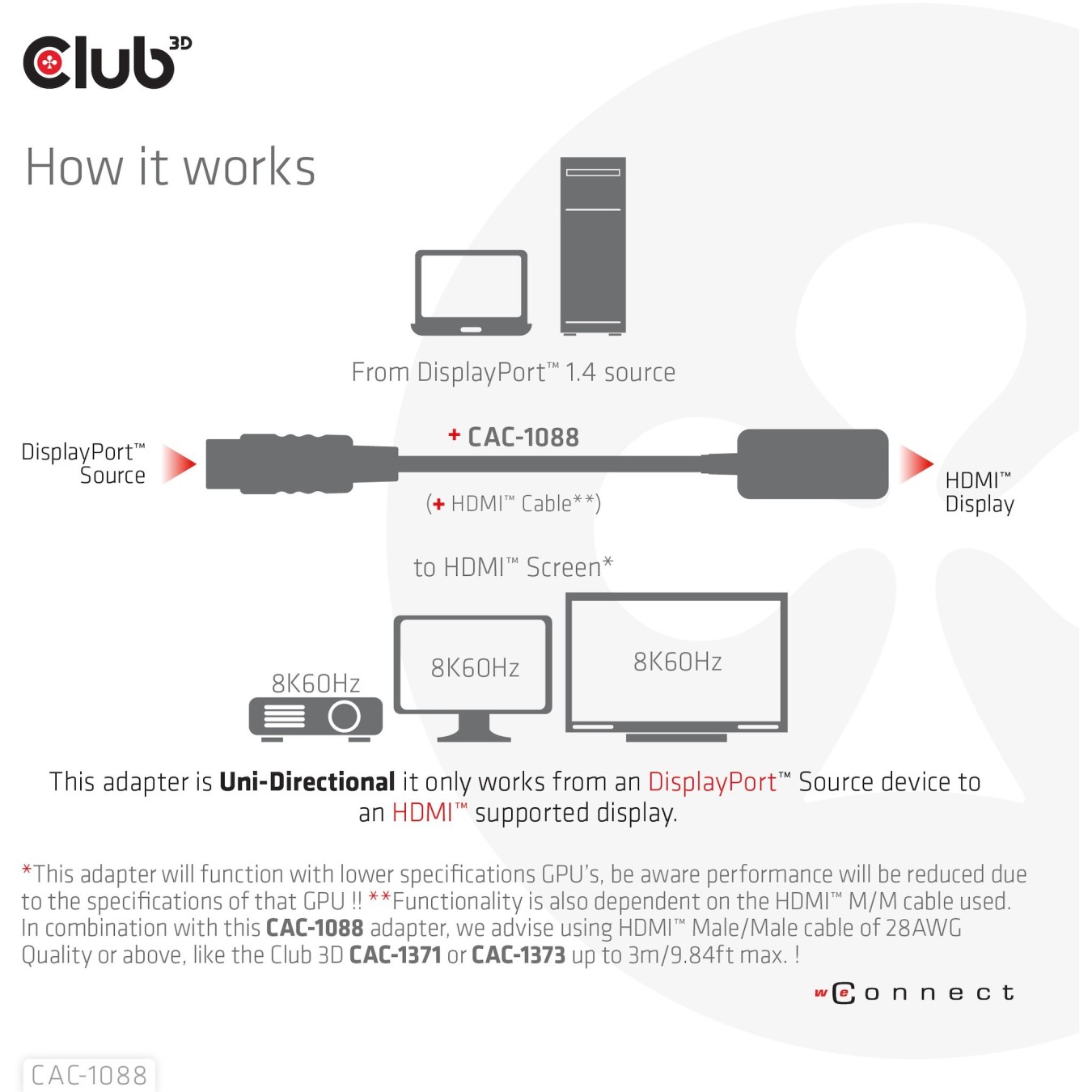 Club3D Adapter - DisplayPort 1.4 to HDMI HDR 8K60Hz active retail — Buy in Cyprus with Fast Delivery