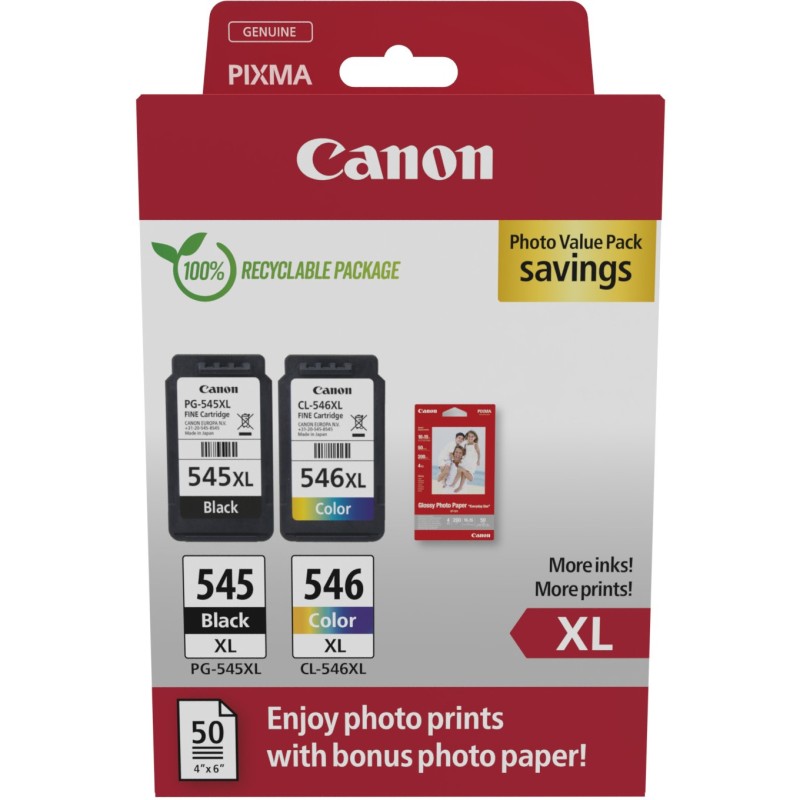 Buy Canon Ink - 8286B011 - PG-545XL CL-546XL 2-pack multipack incl. photo paper in Cyprus, Nicosia, Limassol, Larnaka, Pafos